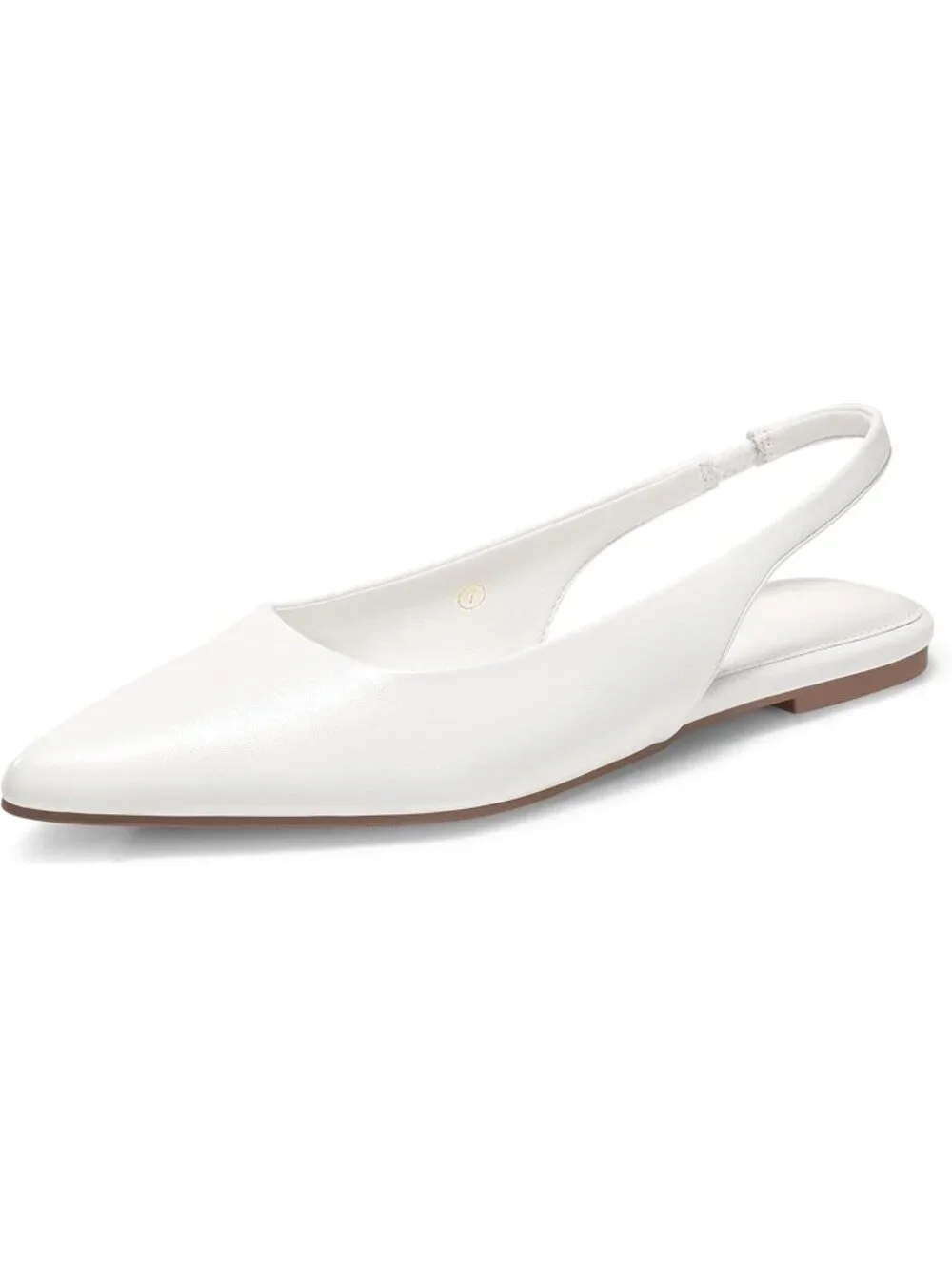 Women's White Faux Leather Comfortable Slip On Pointed Closed Toe Ballet Flats